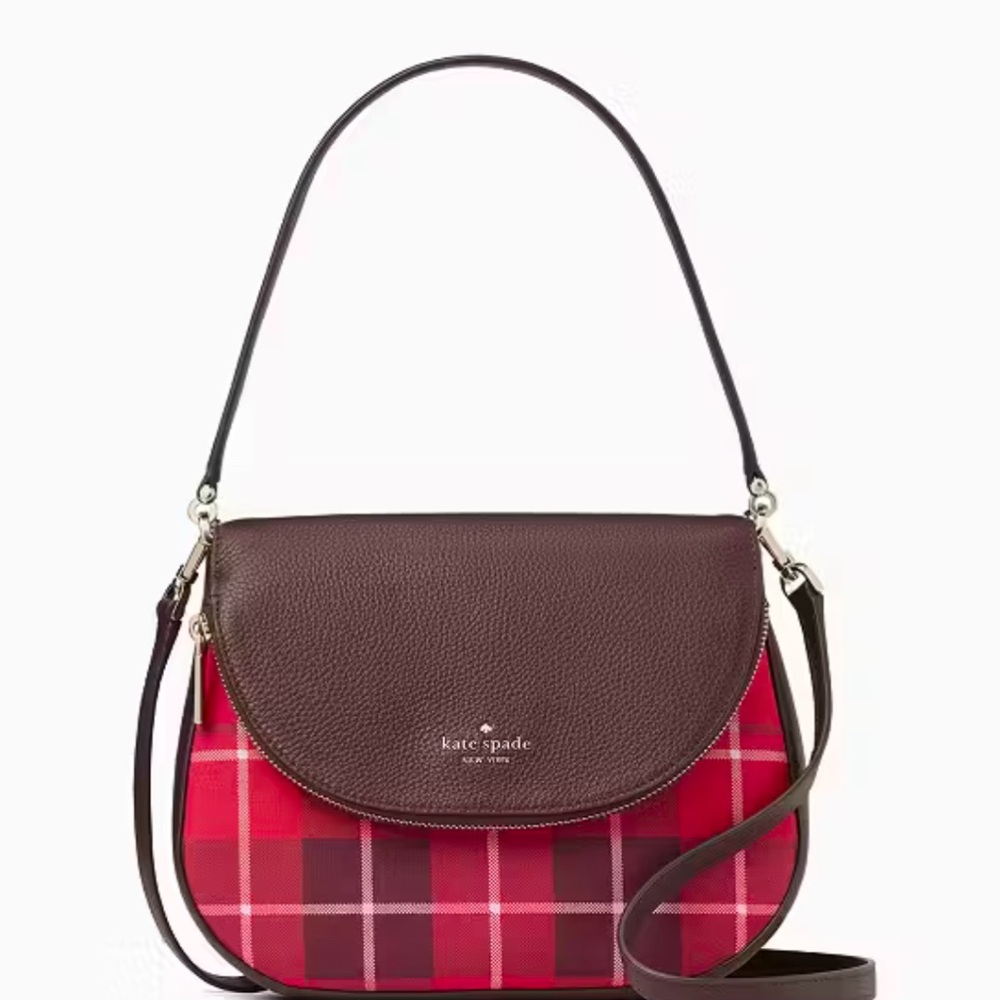 Kate Spade Leila Plaid Medium Flap Shoulder Bag - NWT